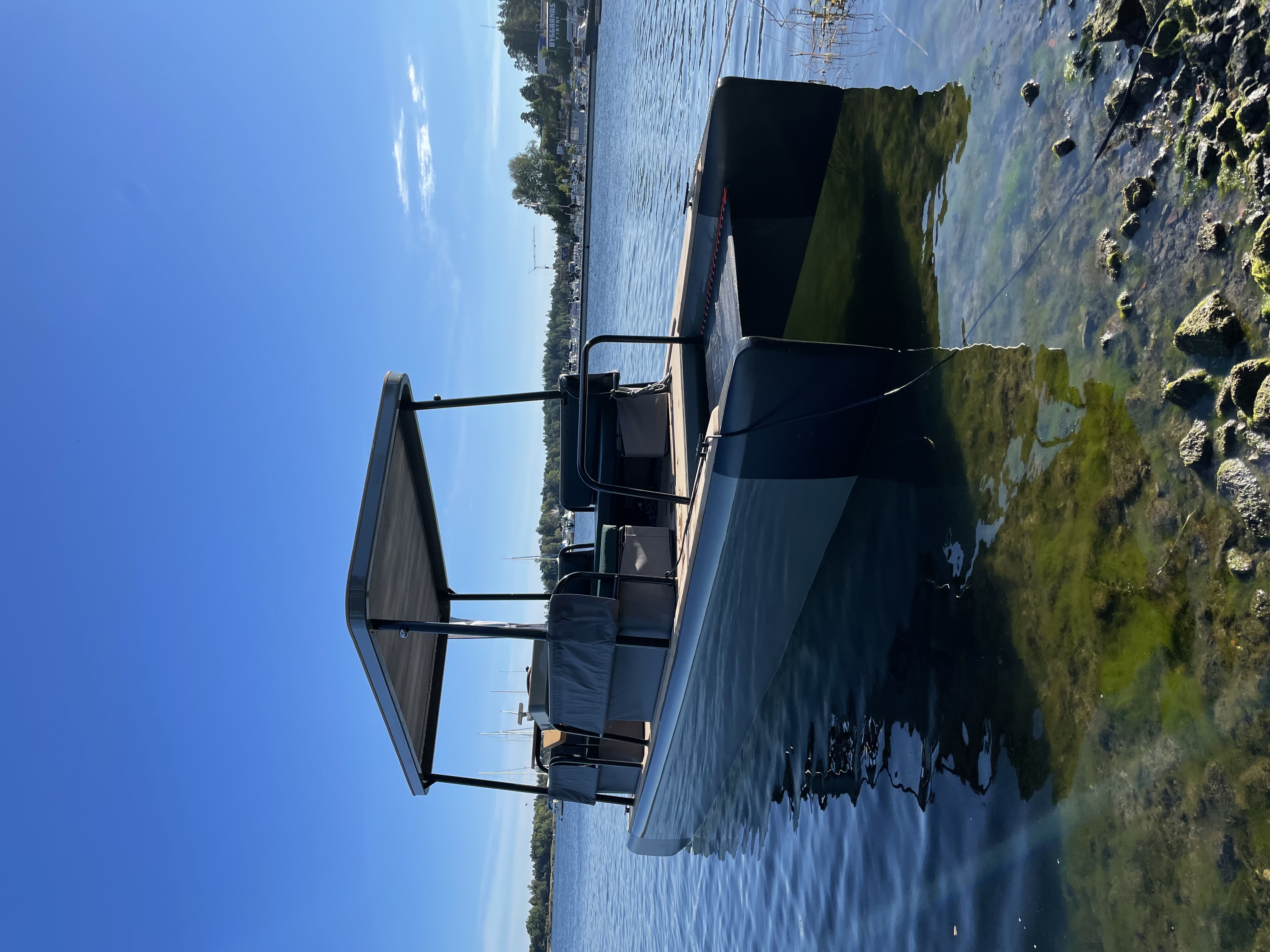 Silent electric boat gliding Stockholm