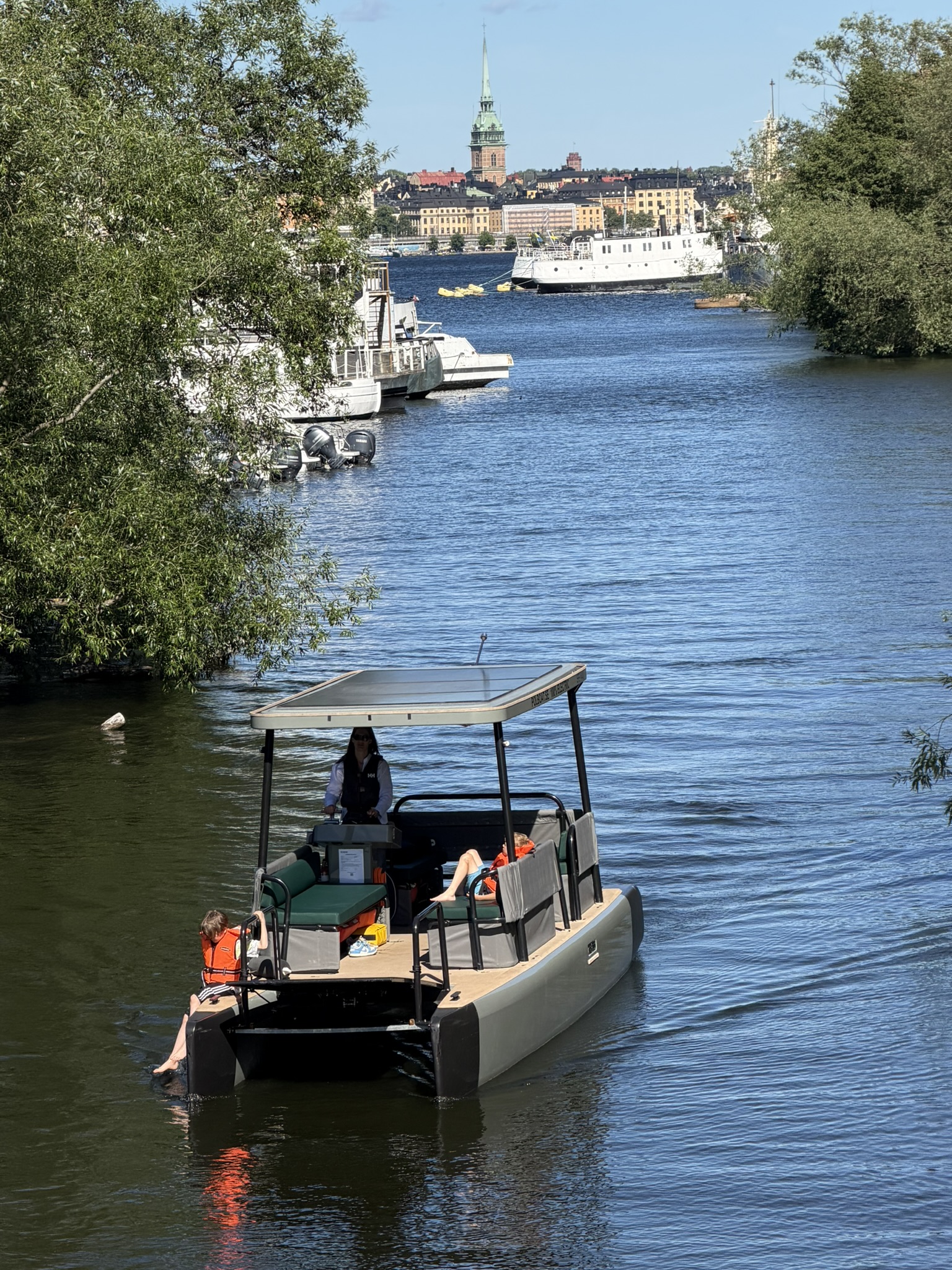 Guests aboard POL Lux — private boat tour Stockholm